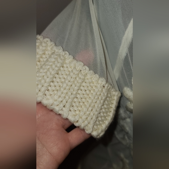 Silvian heach Sheer mesh floral knit embroidery wrap top L - Picture 9 of 14